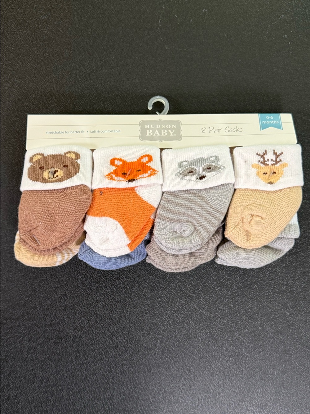 Hudson Baby 0-6m 8pack Woodland Animal socks